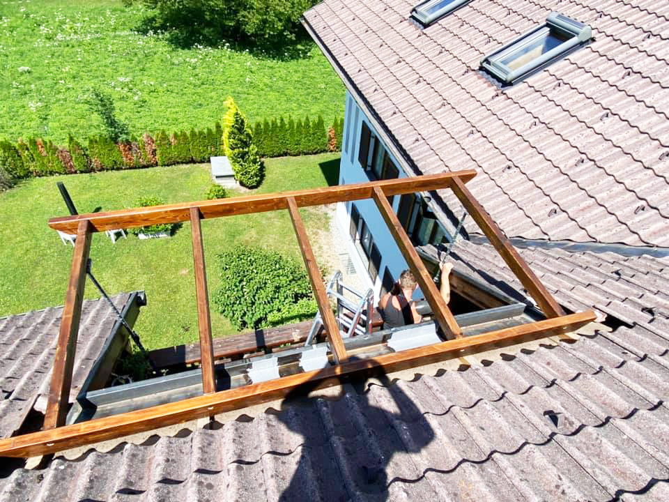 Dachkonstruktion auf Schrägdach